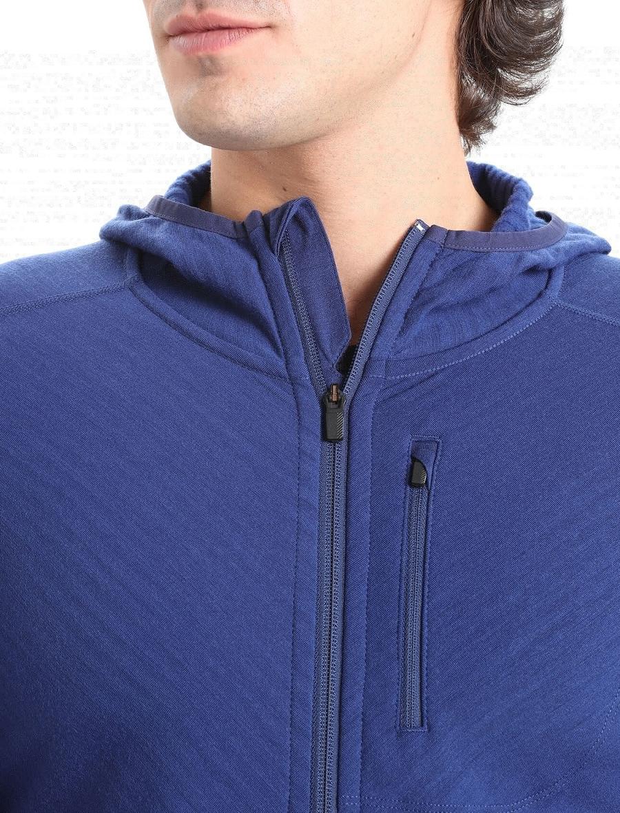 Bluzy Z Kapturem Icebreaker RealFleece™ Merino Descender Long Sleeve Zip Hood Męskie Królewski Niebieski Granatowe | PL 1693DFMN